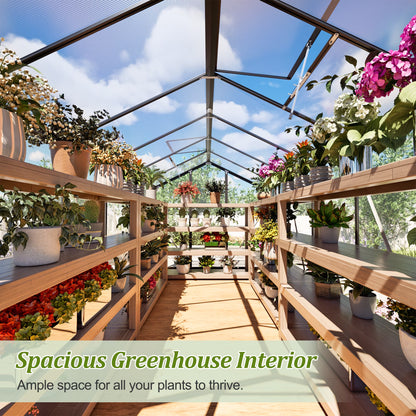 12'X6' Outdoor Greenhouse, Walk-In Polycarbonate Green House with Aluminum Frame for Backyard, Black