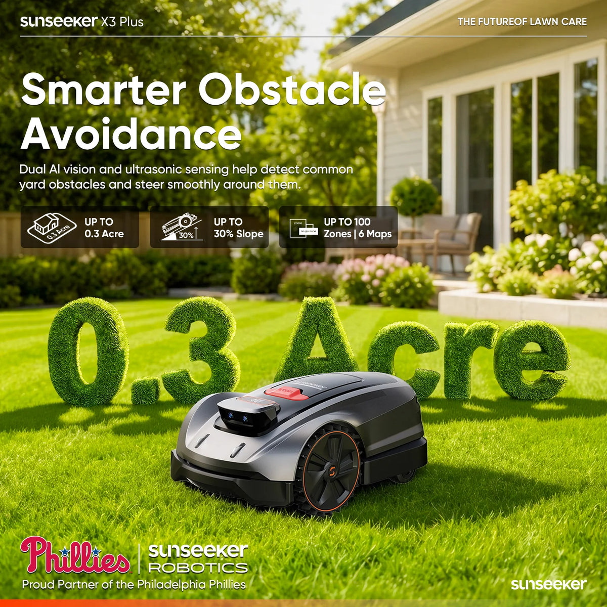 X3 plus Wireless AI Robot Lawn Mower | 0.3 Acre
