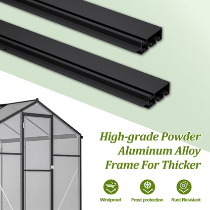12'X6' Outdoor Greenhouse, Walk-In Polycarbonate Green House with Aluminum Frame for Backyard, Black