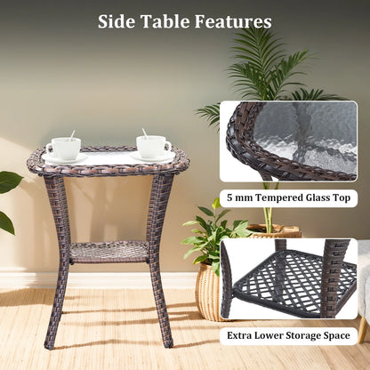 Luxury 6 Pieces Outdoor Patio Furniture Set with Swivel Rocker Chairs 6-Inch Extra Thick Cushions,Sofa Coffee Table,Wicker Conversation Sets for Porch Deck Backyard Poolside